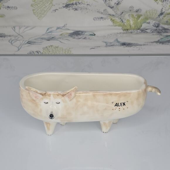 Adorable Corgi Dog Planter Hand Painted Ceramic Alex - Picture 3 of 11